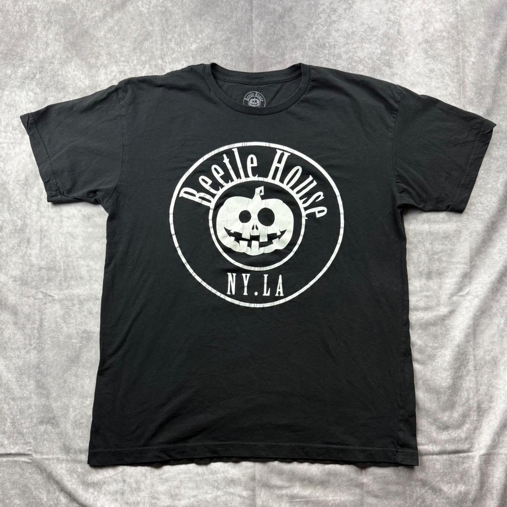 Beetle House NY LA Forever Goth Graphic T-Shirt Black Cotton Mens Large